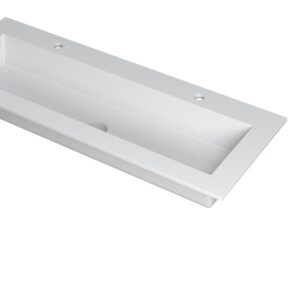 Wastafel INK Kraft Polystone 2 Kraangaten 120 cm Mat Wit