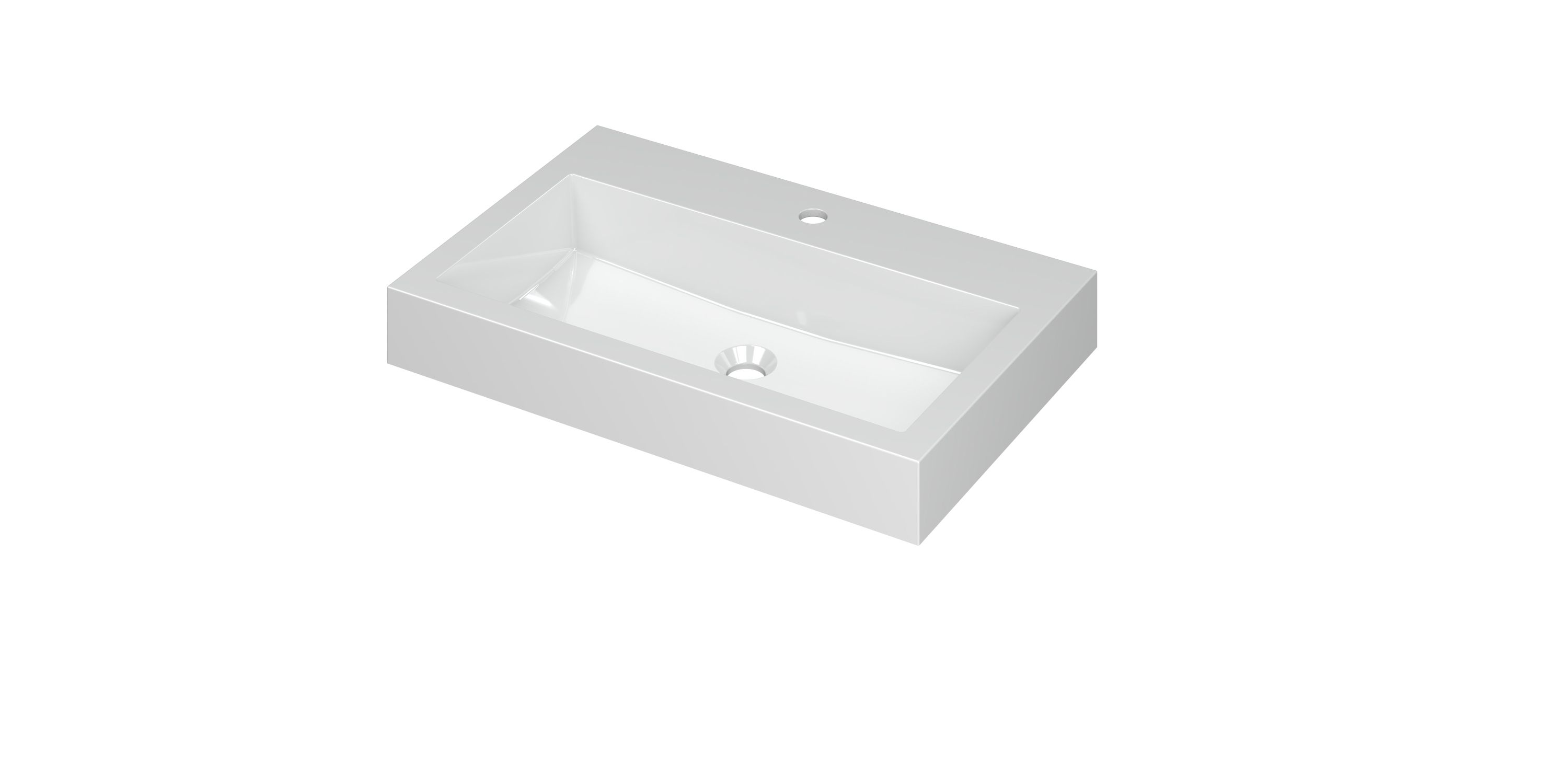 INK Wastafel Momento Polystone met 1 kraangat 70 cm x 45 cm x 9 cm Glans wit 3421011