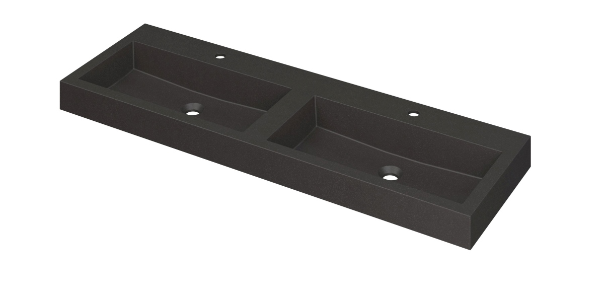 INK Wastafel Momento Quartz met 2 kraangaten 140 cm x 45 cm x 9 cm Quartz zwart 3421251