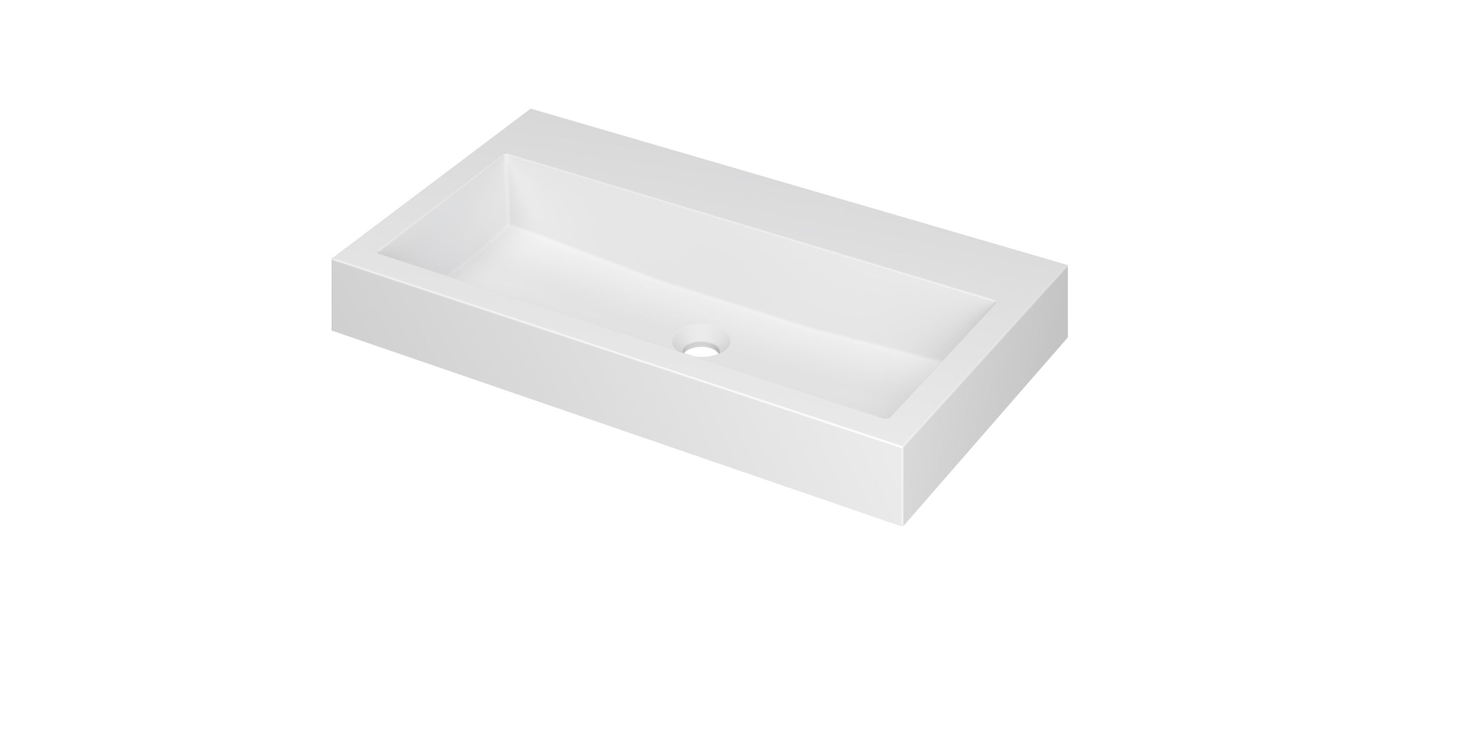 INK Wastafel Momento Polystone zonder kraangat 80 cm x 45 cm x 9 cm Mat wit 3421315