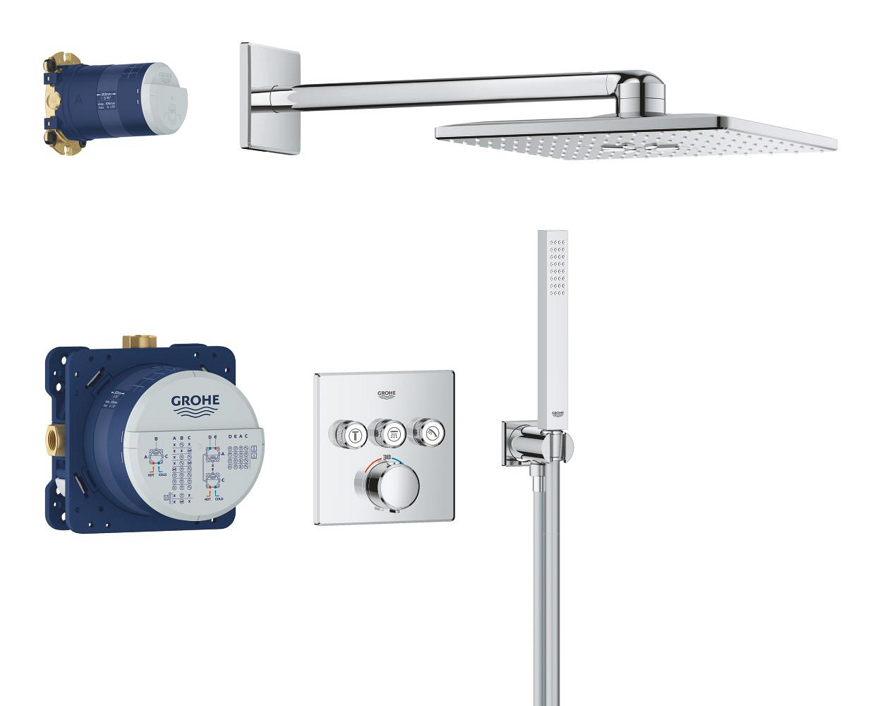 Grohe Precision SmartControl Concealed shower system with Vitalio SmartActive 310 Cube Chroom