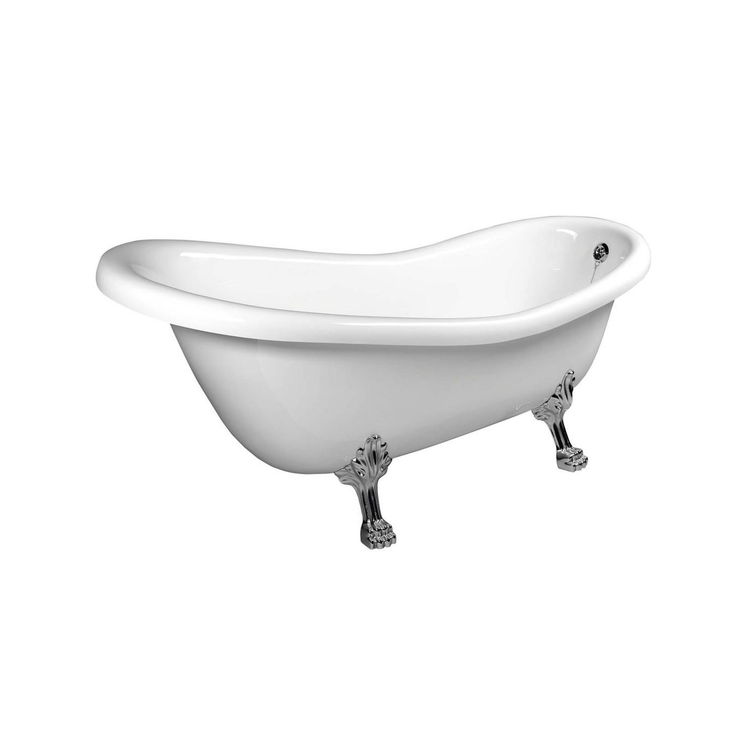 Vrijstaand Bad Sapho Retro 158x73x72 cm Wit met Leeuwenpoten Chroom