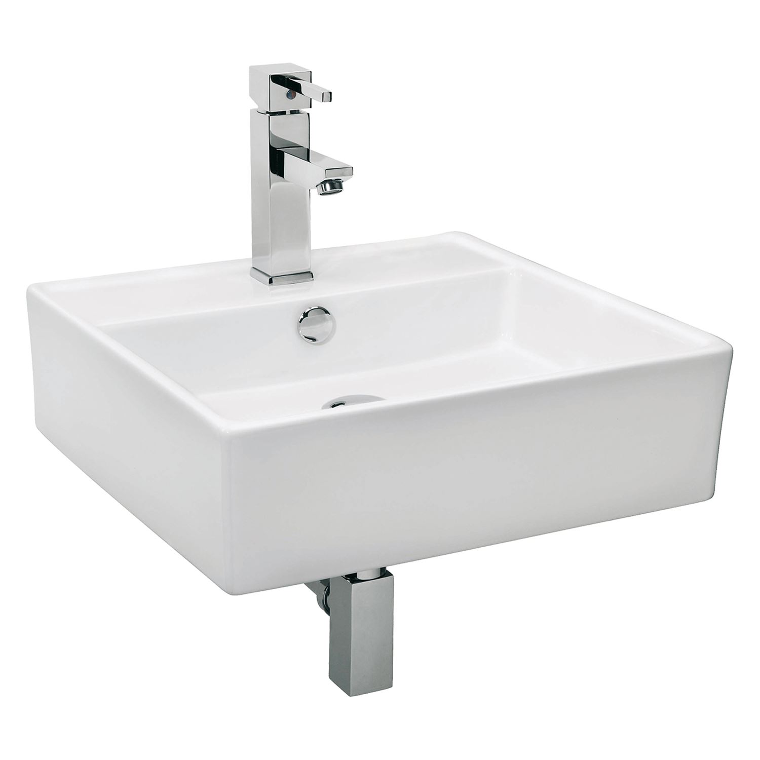 Wastafelset Differnz Dione 47.5x47.5x16 cm Keramiek (inclusief kraan en afvoer)