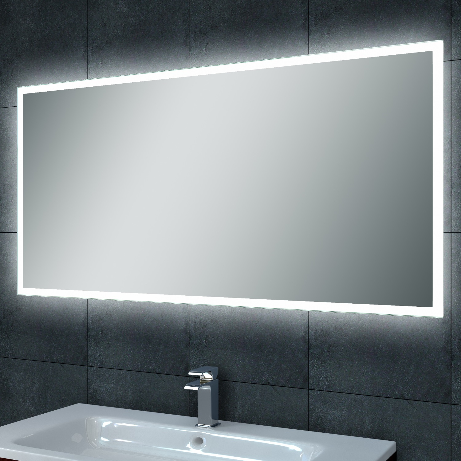 Spiegel Wiesbaden Quatro dimbare LED condensvrij 100x60cm