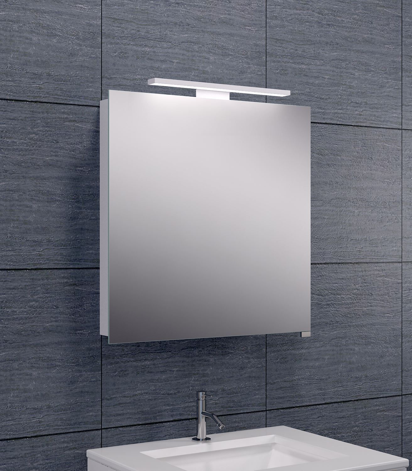Spiegelkast Wiesbaden met Led Verlichting 60x60 Aluminium