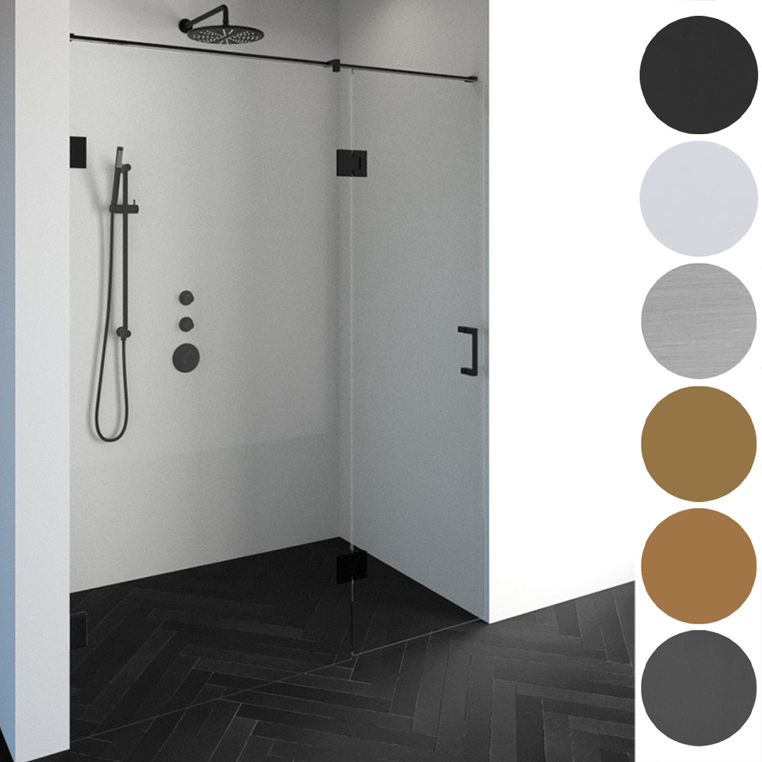 Nisdeur Compleet Just Creating Profielloos 2-Delig (Draaideur Bevestigd op Inloopwand) 130x200 cm 70/60 Chroom