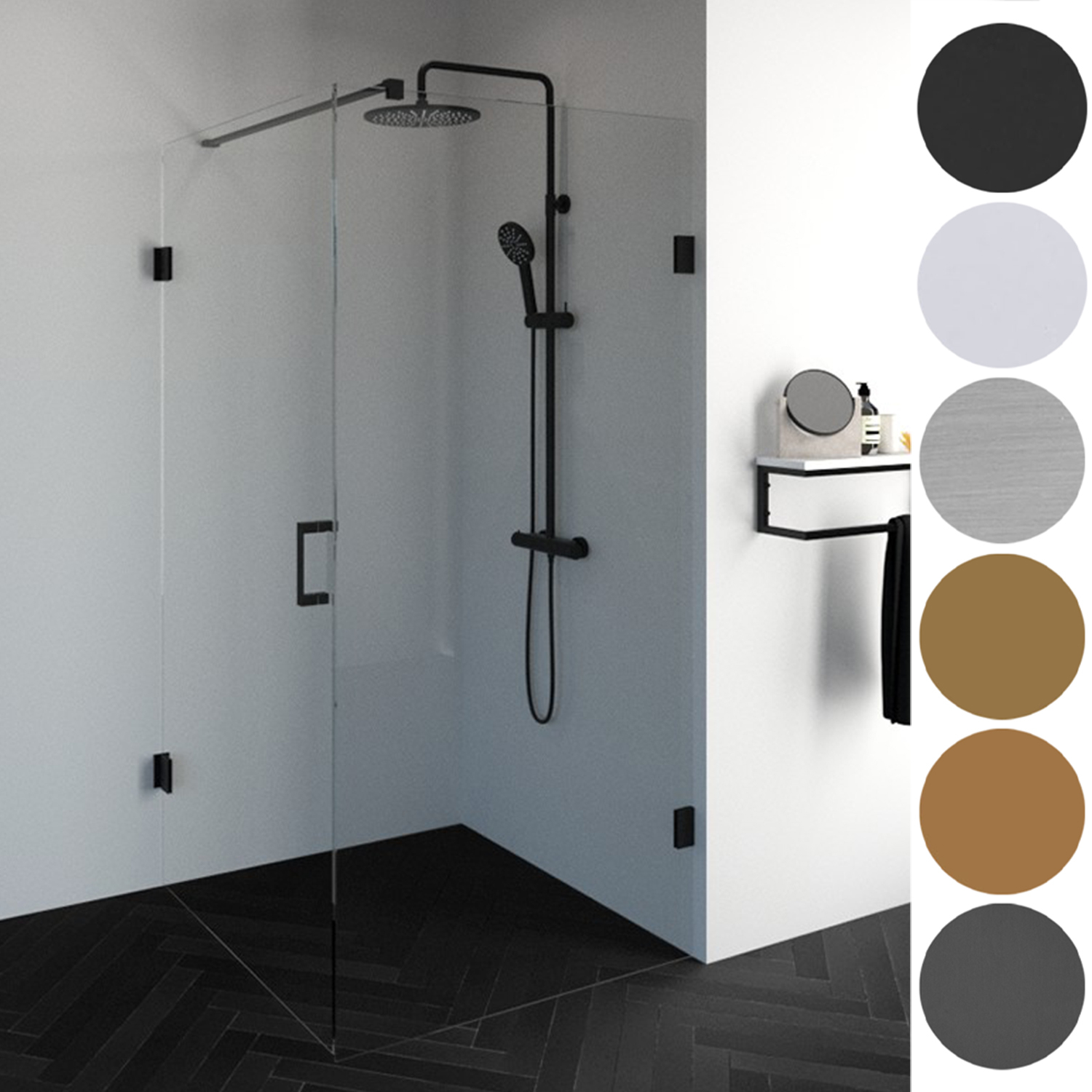 Douchecabine Compleet Just Creating 2-Delig Profielloos 100x80 cm Gunmetal