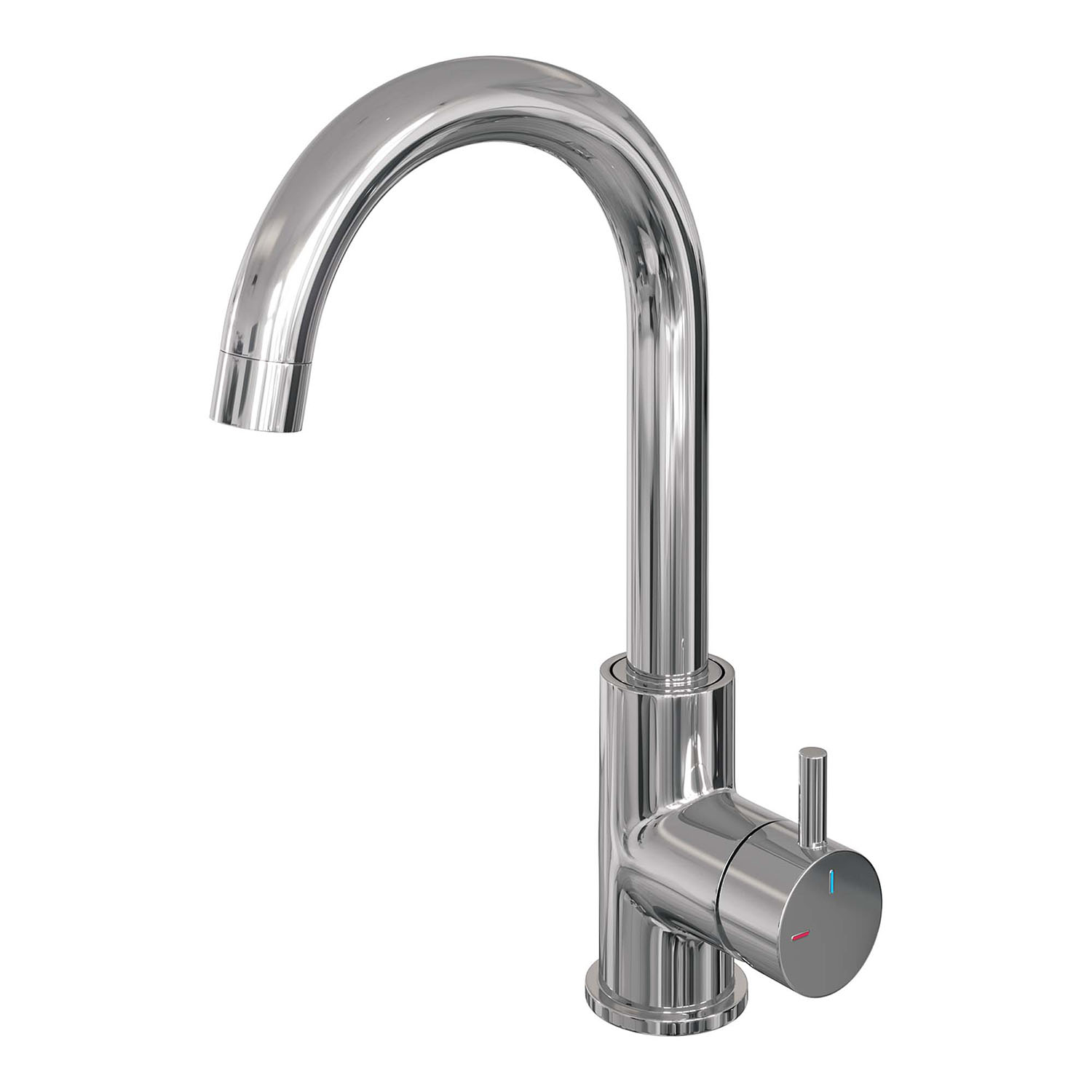 Wastafelmengkraan Brauer Chrome Edition Coldstart Opbouw Hoog Gebogen Korte Ronde Hendel Chroom