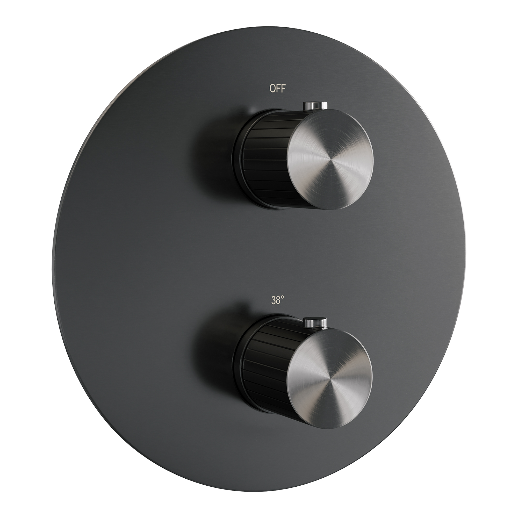 Brauer Stripe 3-weg inbouwthermostaat rond met in- en afbouwdelen gunmetal geborsteld PVD