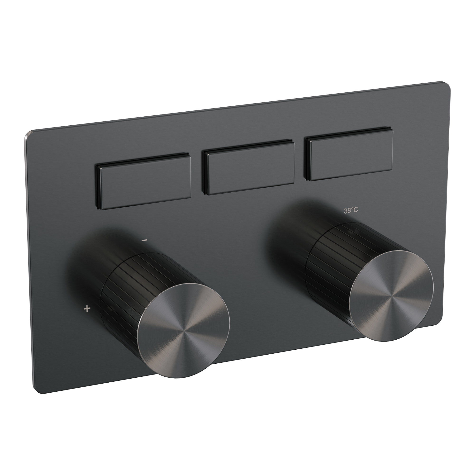 Brauer Stripe 3-weg inbouwthermostaat met drukknoppen met in- en afbouwdelen gunmetal geborsteld PVD