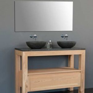 Badkamermeubelset Sanilux Robusta Dynasty 120x47x85 cm Massief Eikenhout en Ronde Waskom