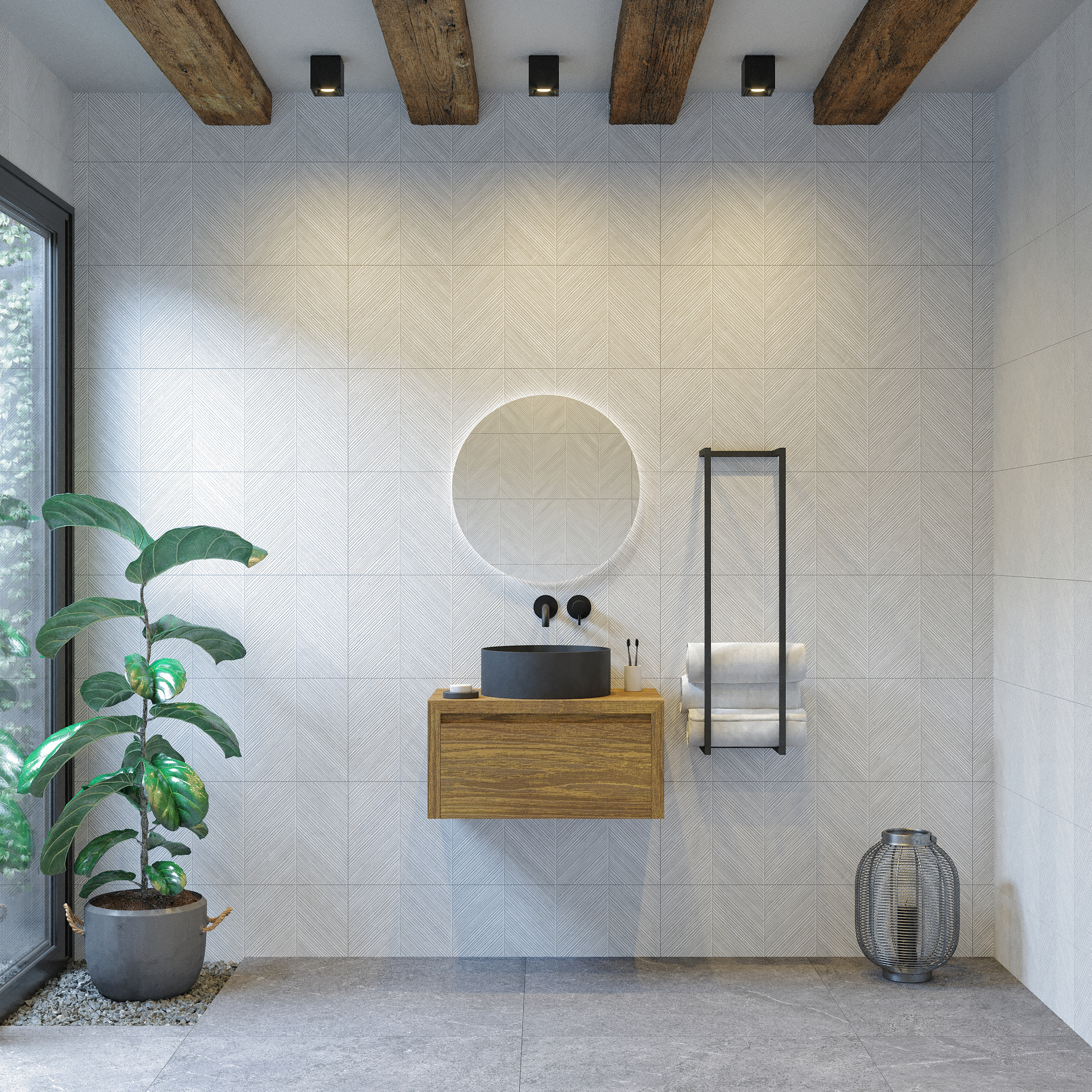 Badkamermeubelset Gliss Ares 70 cm Met Waskom Castle Brown