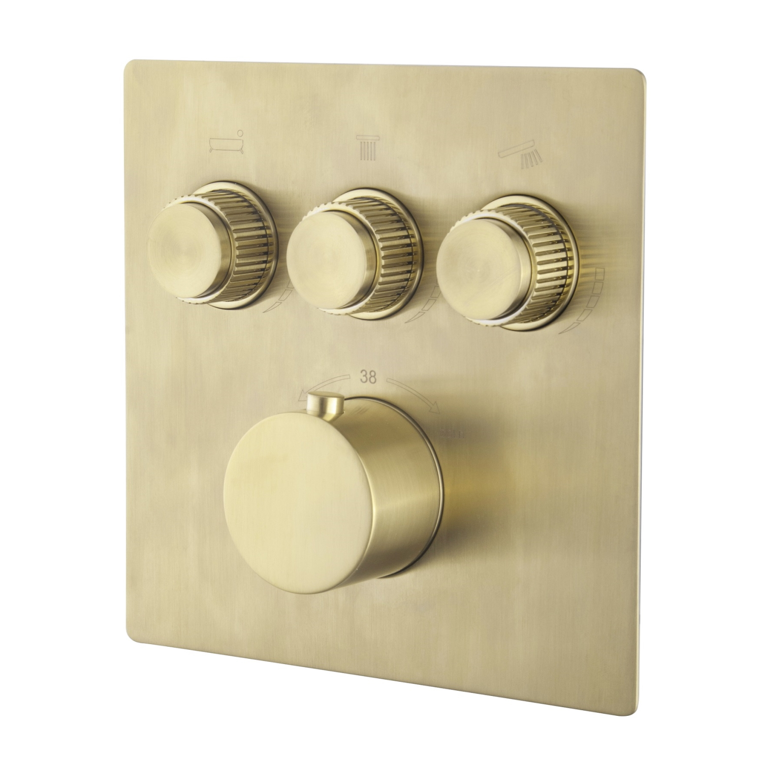 Afbouwdeel Inbouwthermostaat BWS Caral Klik Pro 3-weg Geborsteld Messing