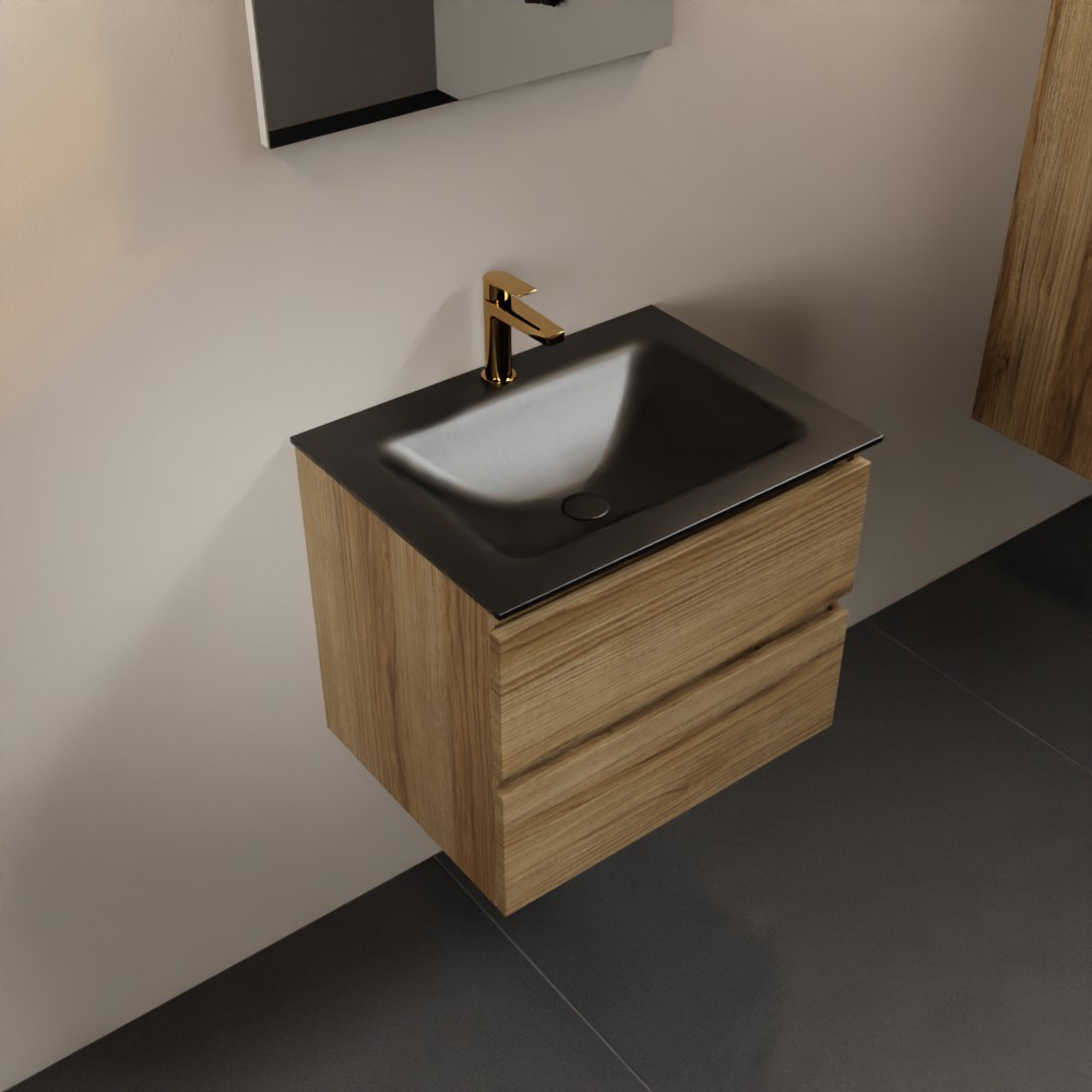 MONDIAZ AIVY 60cm badmeubel Chai, wastafel Urban solid surface midden 1 kraangat (AI-351111URBAN-SI - AI-M60CHMI)