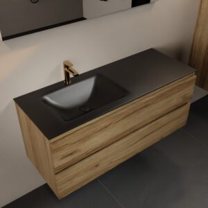 MONDIAZ AIVY 120cm badmeubel Chai, wastafel Urban solid surface links 1 kraangat (AI-351631URBAN-SI - AI-M120CHLI)
