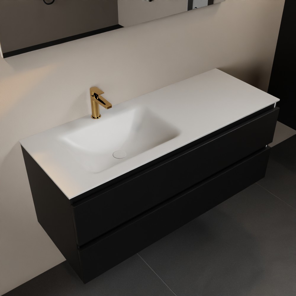 MONDIAZ AIVY 120cm badmeubel Urban, wastafel Talc solid surface links 1 kraangat (AI-351631TALC-SI - AI-M120URLI)