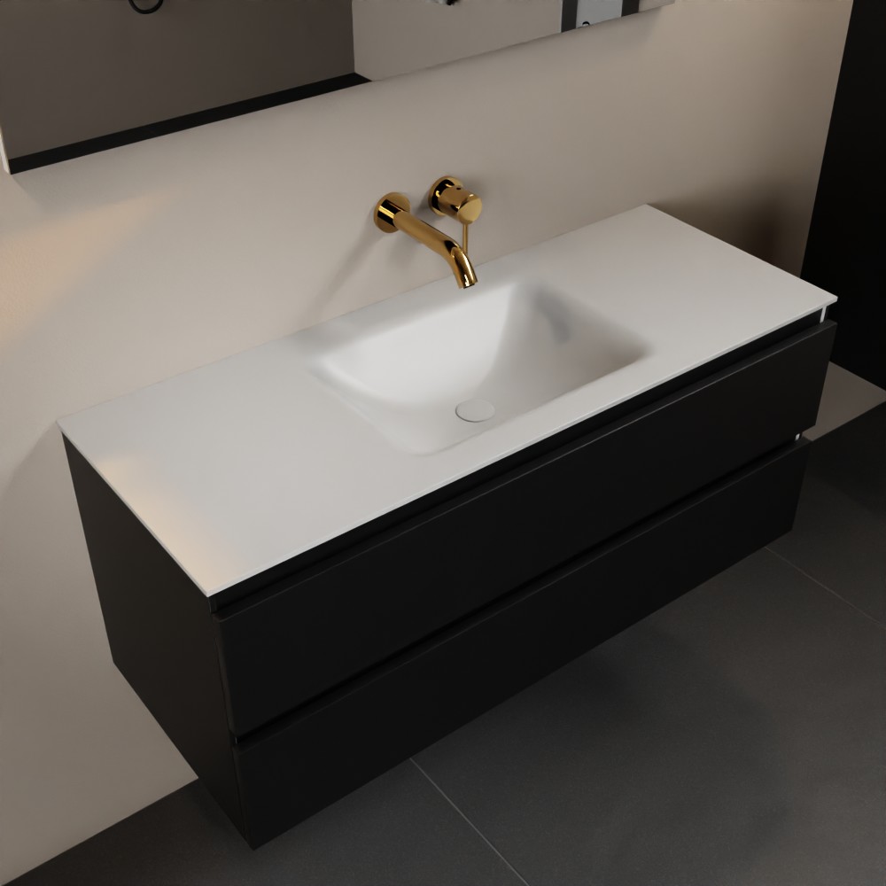 MONDIAZ AIVY 120cm badmeubel Urban, wastafel Talc solid surface midden zonder kraangat (AI-351621TALC-NO - AI-M120URMI)