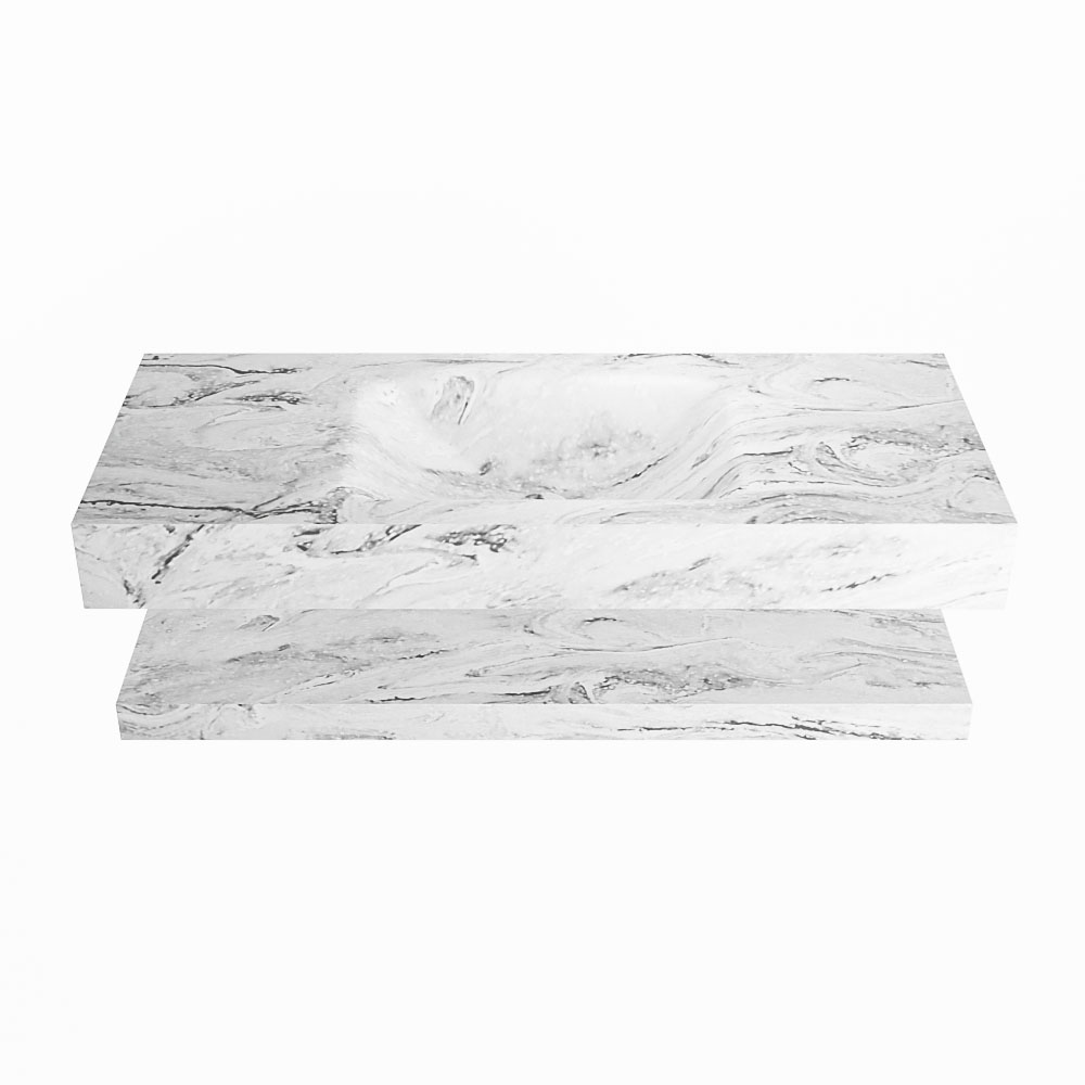 MONDIAZ ALAN-DLUX 110cm planchet Glace. Vrijhangende wastafel CLOUD midden 1 kraangat, kleur Glace.
