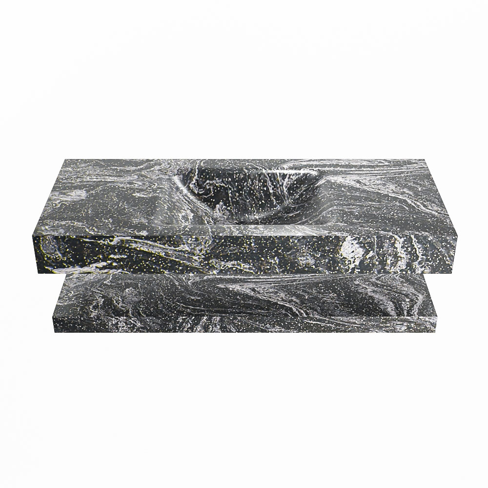 MONDIAZ ALAN-DLUX 110cm planchet Lava. Vrijhangende wastafel CLOUD midden zonder kraangat, kleur Lava.