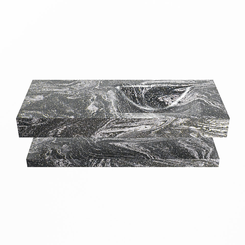 MONDIAZ ALAN-DLUX 110cm planchet Lava. Vrijhangende wastafel CLOUD rechts zonder kraangat, kleur Lava.