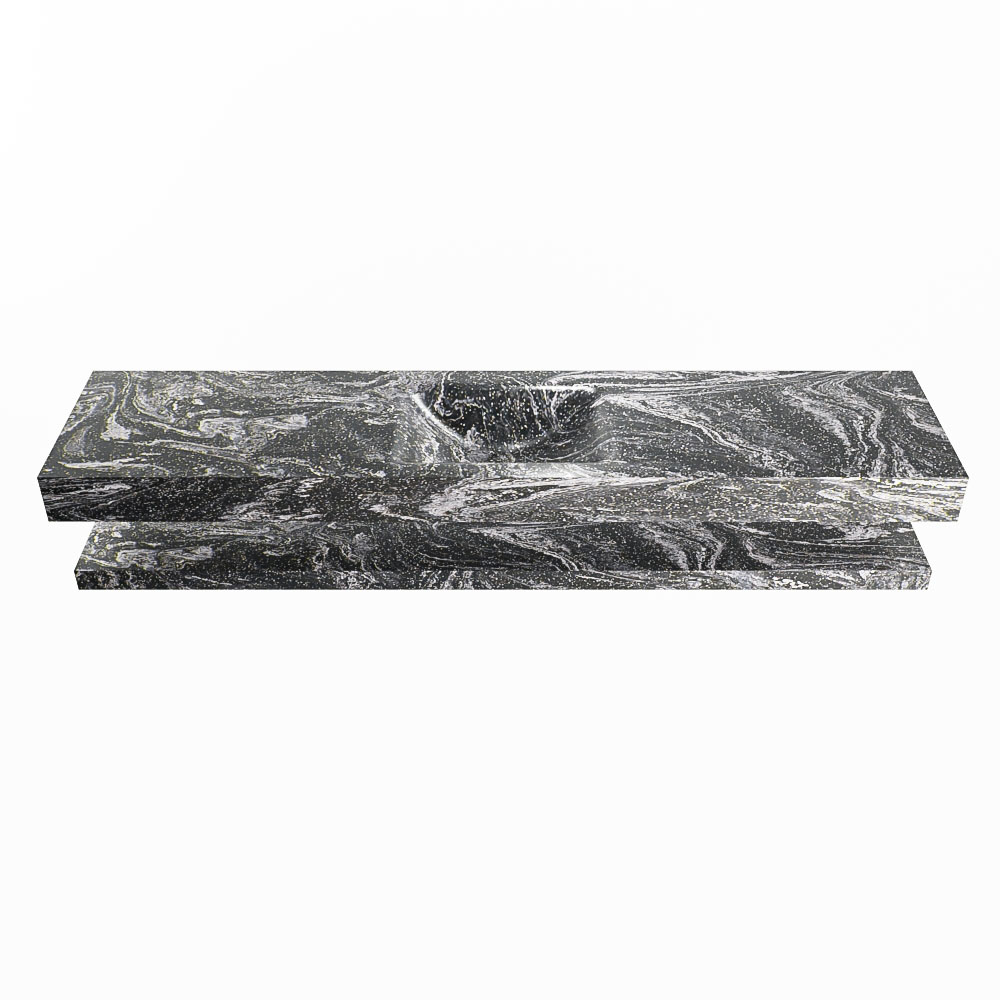 MONDIAZ ALAN-DLUX 200cm planchet Lava. Vrijhangende wastafel CLOUD midden 1 kraangat, kleur Lava.