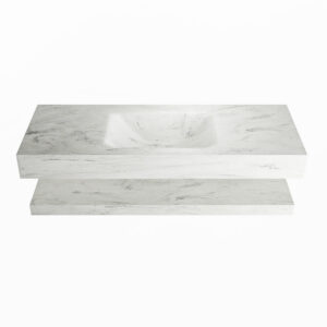 MONDIAZ ALAN-DLUX 120cm planchet Opalo. Vrijhangende wastafel CLOUD midden 1 kraangat, kleur Opalo.
