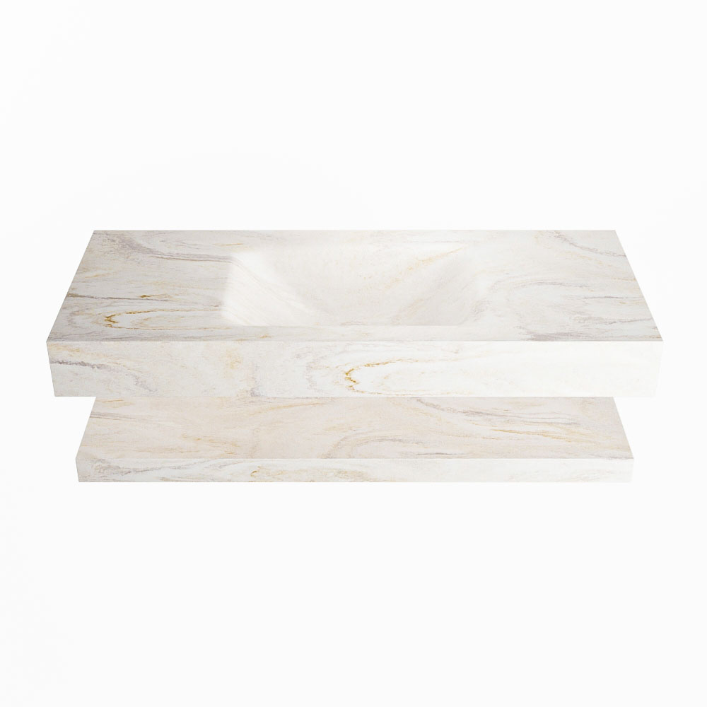 MONDIAZ ALAN-DLUX 110cm planchet Ostra. Vrijhangende wastafel CLOUD midden zonder kraangat, kleur Ostra.