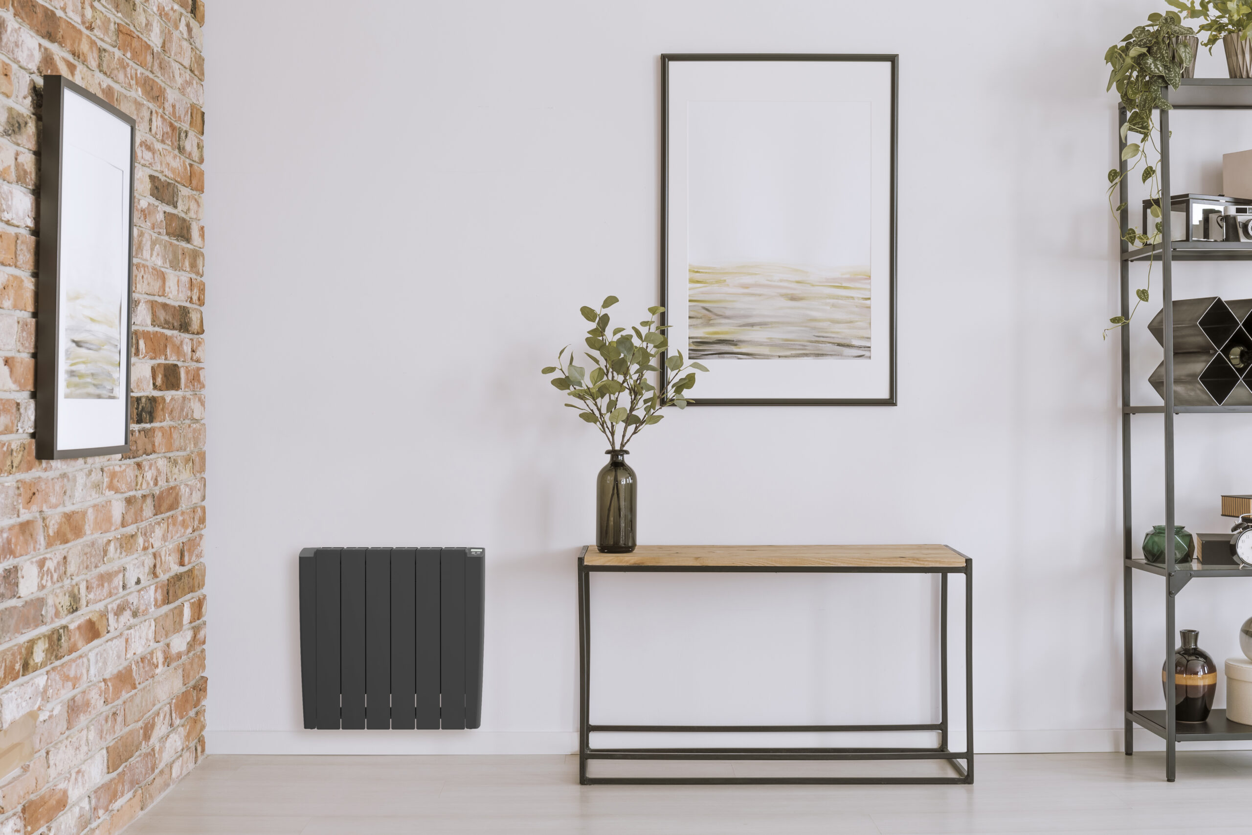 Elektrische Radiator BWS Mash 58x108 cm 2000W Muurbevestiging Met Stekker en Afstandsbediening Antracietgrijs