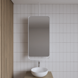 Spiegel Gliss Astra 100x50 Cm Wit Met Planchet en Plafondbevestiging