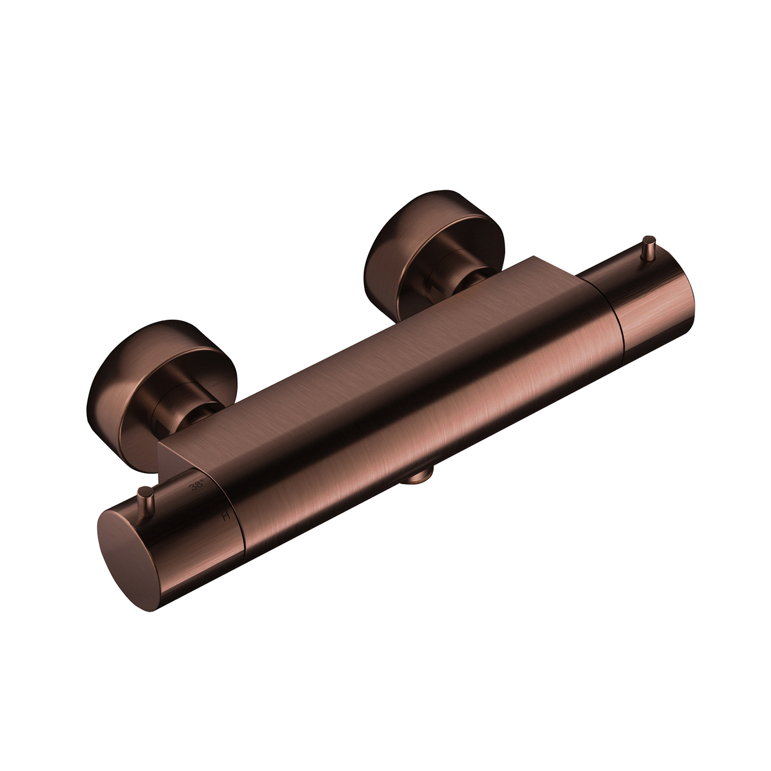 Douchethermostaat Hotbath Cobber Onderaansluiting 2-knop Geborsteld Koper PVD