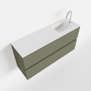 MONDIAZ ADA 100cm toiletmeubel army. LEX wastafel talc rechts 1 kraangat