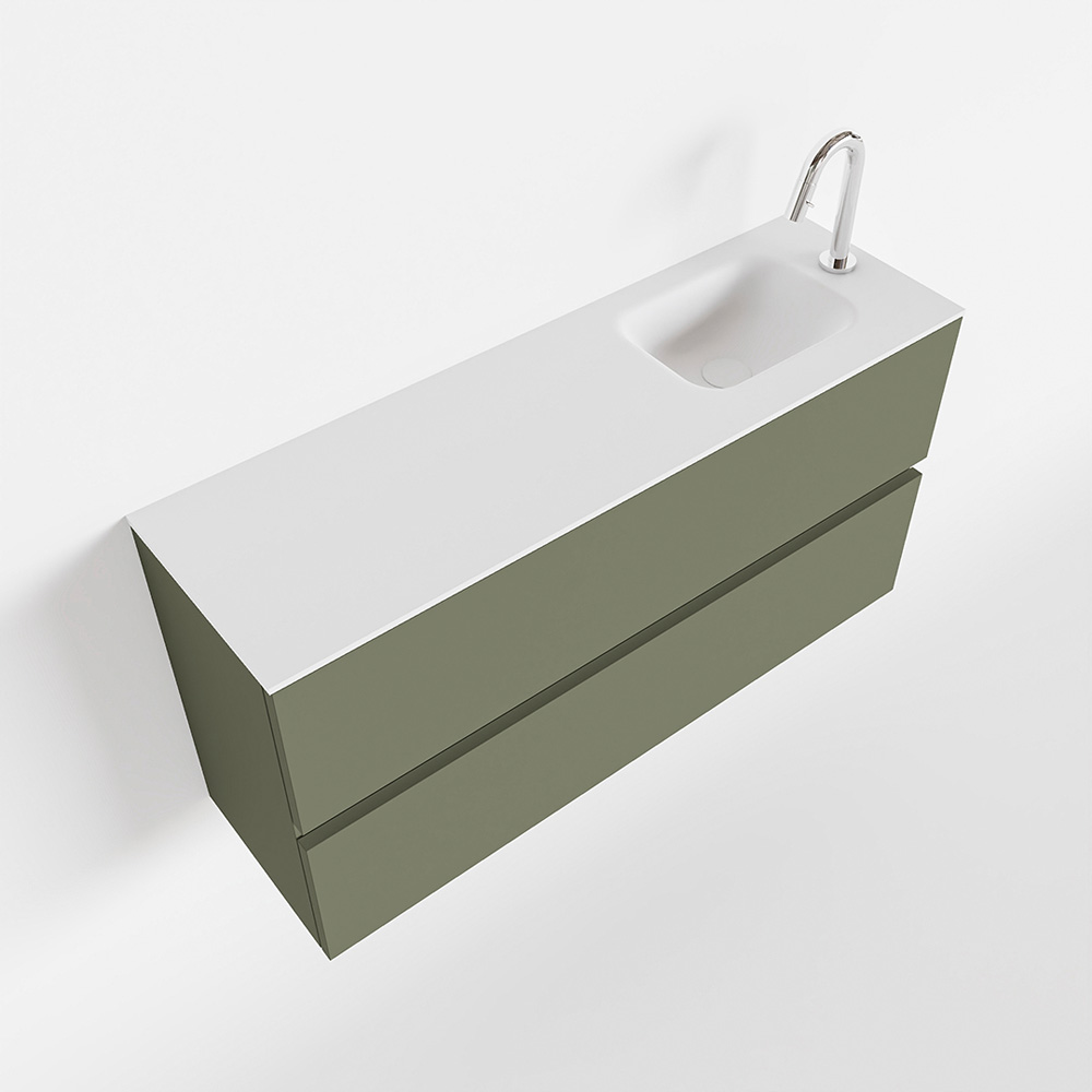 MONDIAZ ADA 100cm toiletmeubel army. LEX wastafel talc rechts 1 kraangat