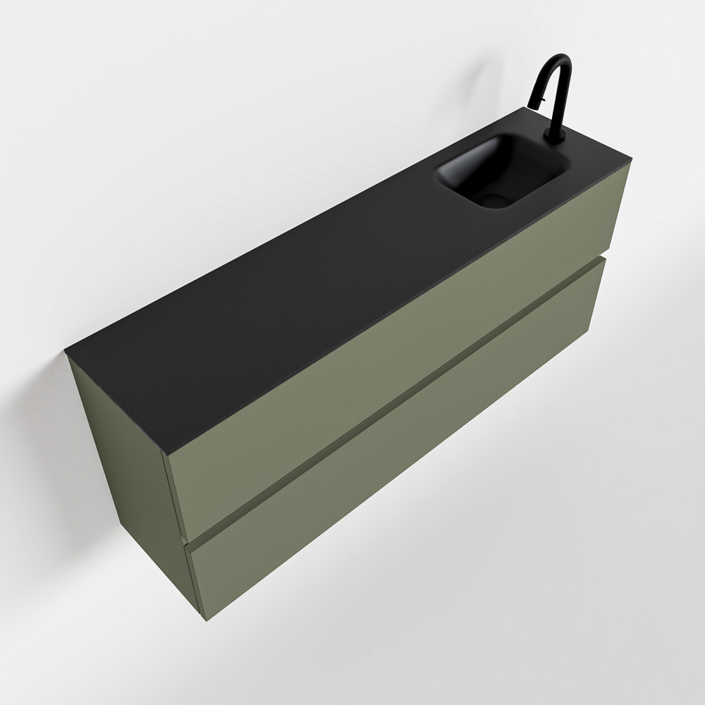 MONDIAZ ADA 120cm toiletmeubel army. LEX wastafel urban rechts 1 kraangat