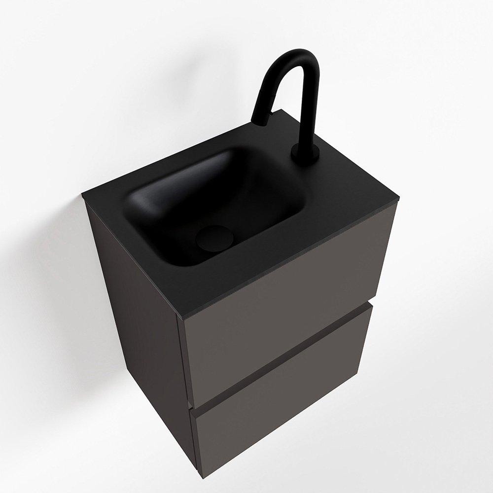 MONDIAZ ADA 40cm toiletmeubel dark grey. LEX wastafel urban rechts 1 kraangat