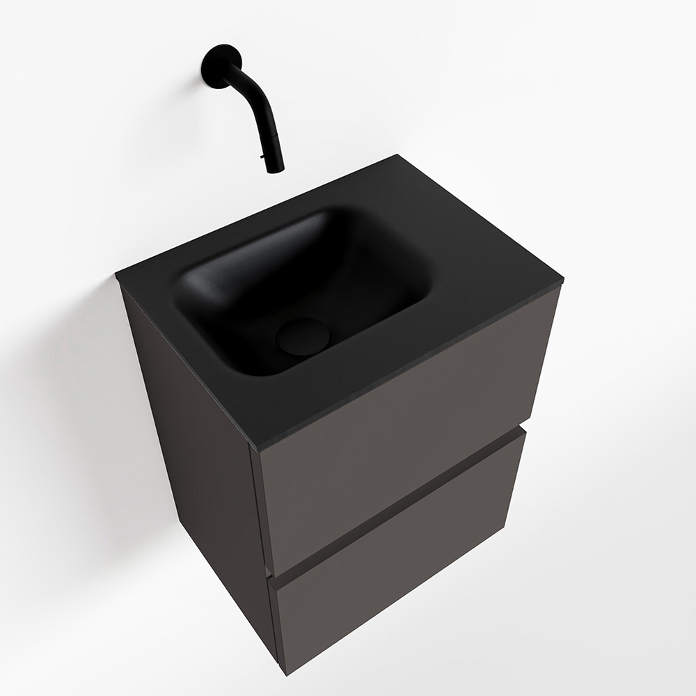 MONDIAZ ADA 40cm toiletmeubel dark grey. LEX wastafel urban rechts zonder kraangat