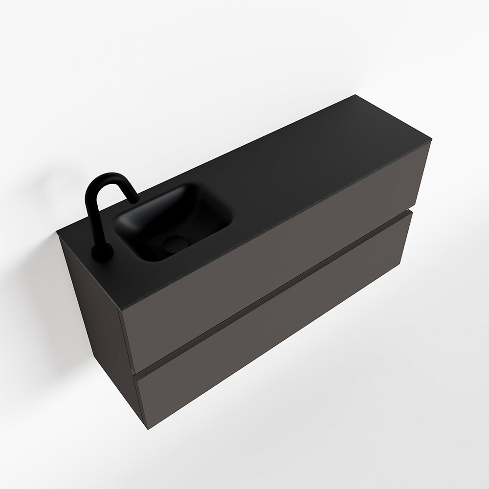 MONDIAZ ADA 100cm toiletmeubel dark grey. LEX wastafel urban links 1 kraangat