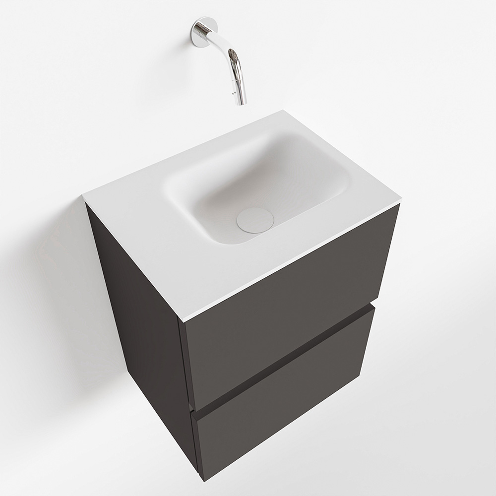 MONDIAZ ADA 40cm toiletmeubel dark grey. LEX wastafel talc links zonder kraangat