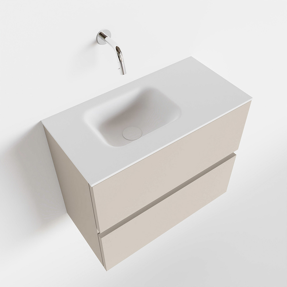 MONDIAZ ADA 60cm toiletmeubel linen. LEX wastafel talc links zonder kraangat