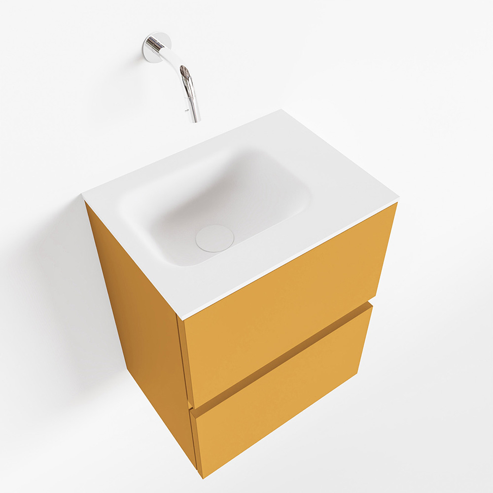 MONDIAZ ADA 40cm toiletmeubel ocher. LEX wastafel talc rechts zonder kraangat