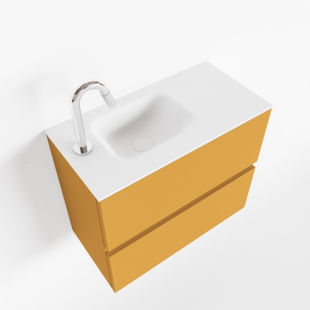 MONDIAZ ADA 60cm toiletmeubel ocher. LEX wastafel talc links 1 kraangat