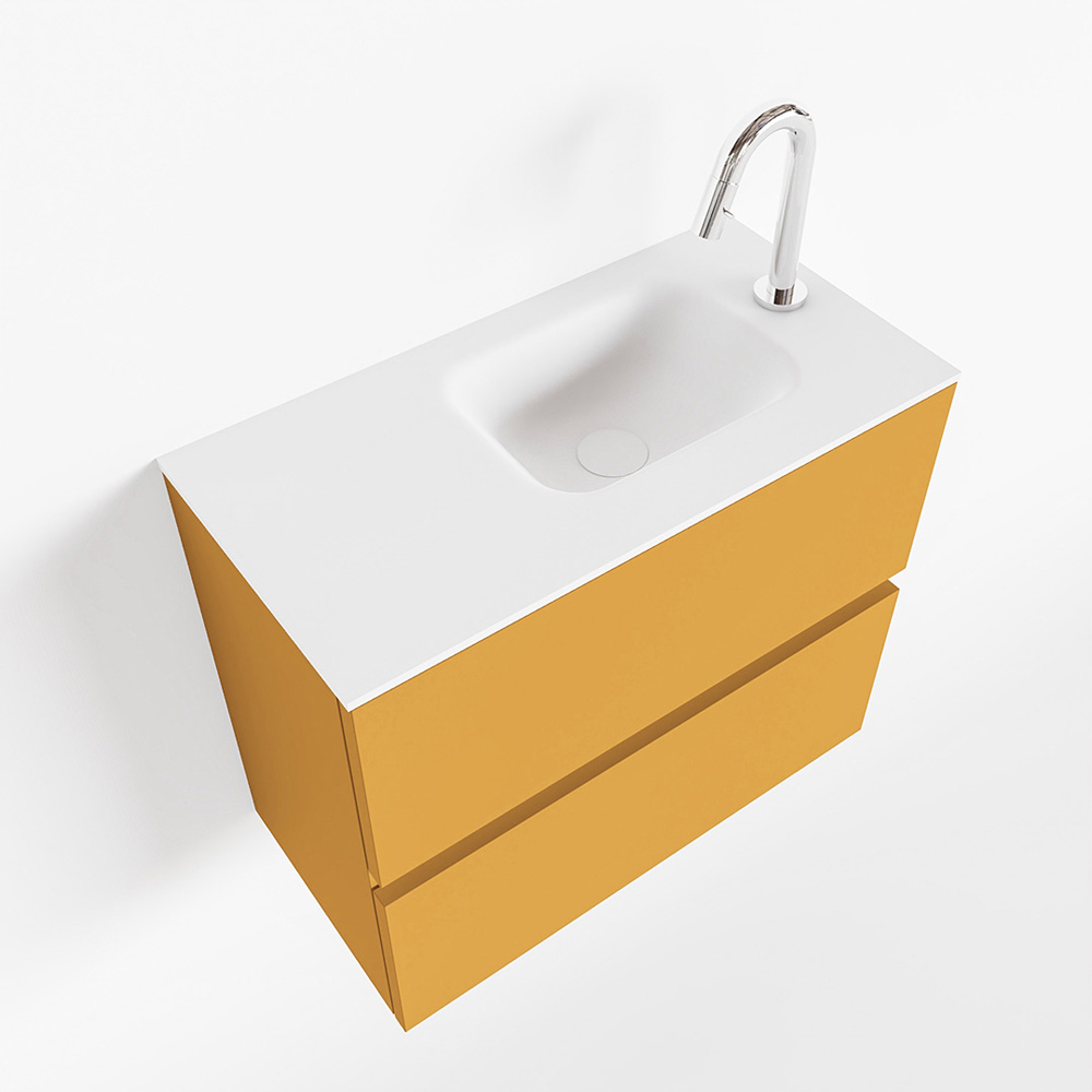 MONDIAZ ADA 60cm toiletmeubel ocher. LEX wastafel talc rechts 1 kraangat