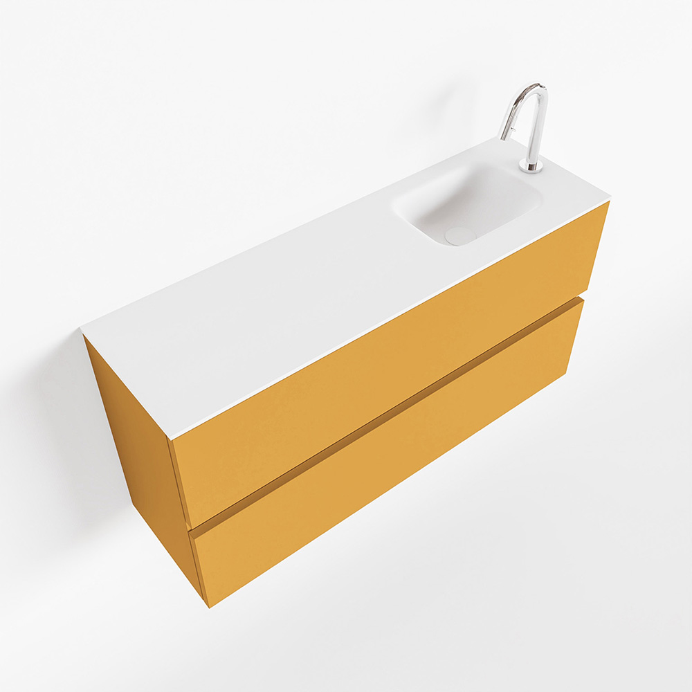 MONDIAZ ADA 100cm toiletmeubel ocher. LEX wastafel talc rechts 1 kraangat