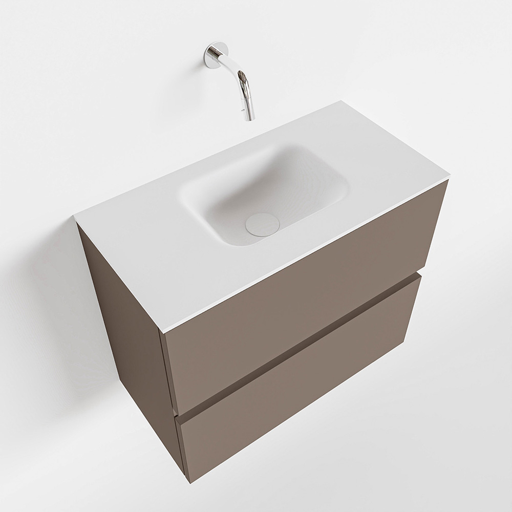 MONDIAZ ADA 60cm toiletmeubel smoke. LEX wastafel talc midden zonder kraangat