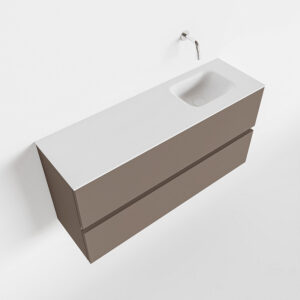 MONDIAZ ADA 100cm toiletmeubel smoke. LEX wastafel talc rechts zonder kraangat