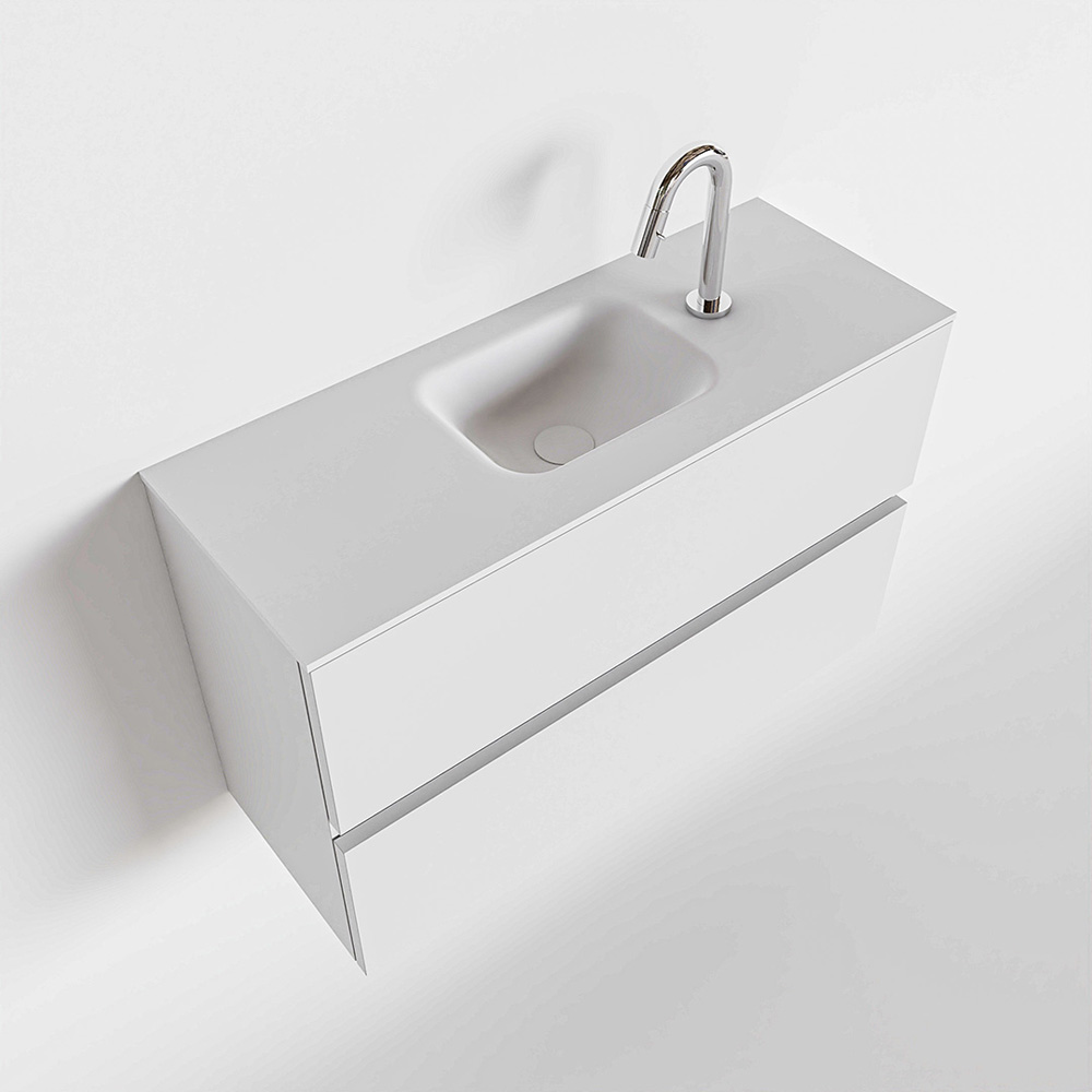 MONDIAZ ADA 80cm toiletmeubel talc. LEX wastafel talc midden 1 kraangat