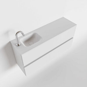 MONDIAZ ADA 100cm toiletmeubel talc. LEX wastafel talc links 1 kraangat
