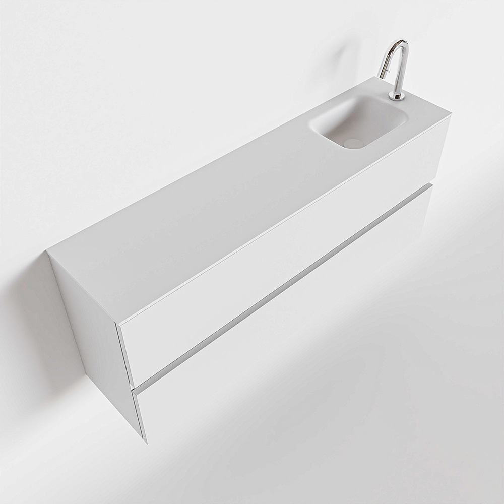 MONDIAZ ADA 120cm toiletmeubel talc. LEX wastafel talc rechts 1 kraangat