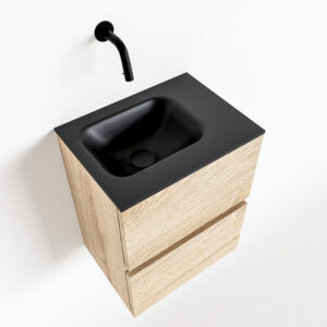 MONDIAZ ADA 40cm toiletmeubel washed oak. LEX wastafel urban rechts zonder kraangat