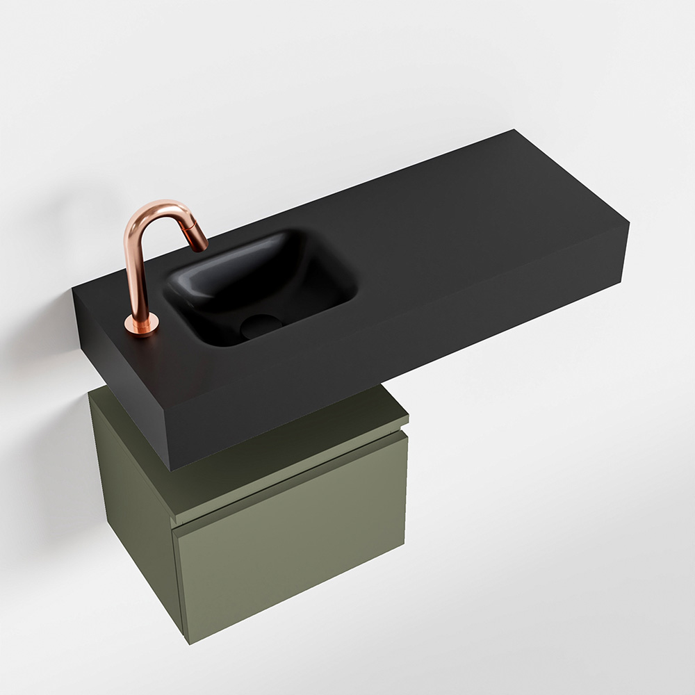 MONDIAZ ANDOR 40cm toiletmeubel army. LEX 80cm wastafel urban links 1 kraangat