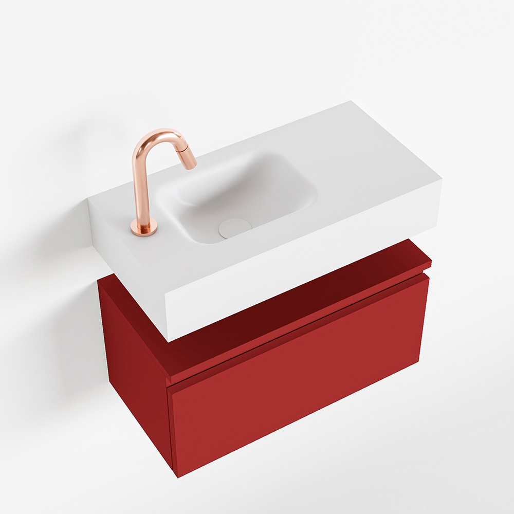 MONDIAZ ANDOR 60cm toiletmeubel fire. LEX 60cm wastafel talc links 1 kraangat